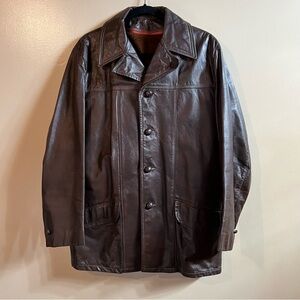 R Sherman Leather Jacket Men’s Brown Zipout Liner US Made Vtg 70s Size 42